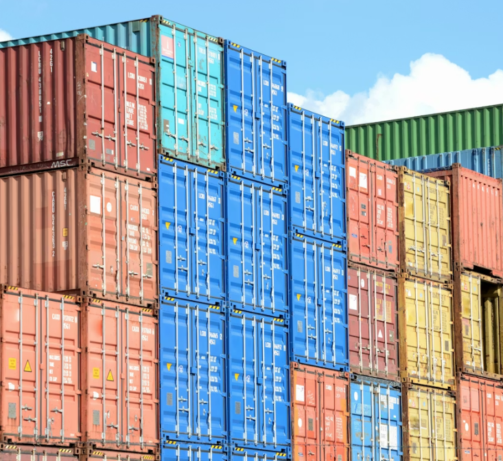 Stacked shipping containers